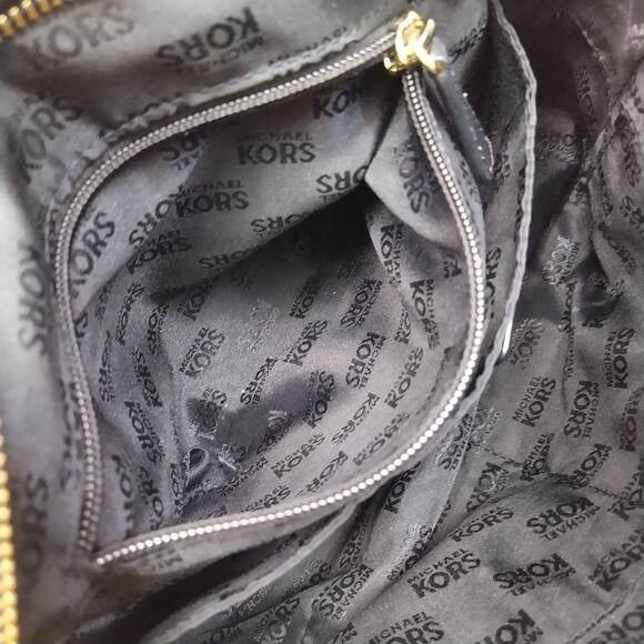 Michael Kors Black Leather Domed Double Handles Zipper Satchel Bag - Picture 11 of 14